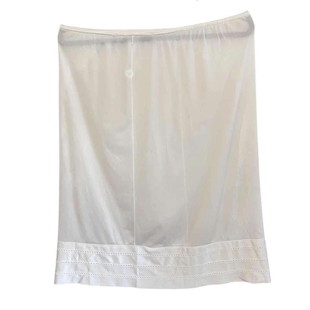 FORTUNE med White Nylon Half Slip Skirt A-Line Touch of Lace Lingerie Large 23"‎